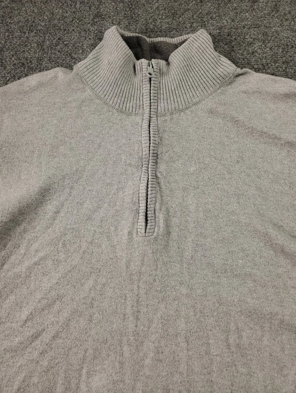 The North Face Wool Cotton Sweater Mens XL Quarter Zip Pullover Light Gray Knit